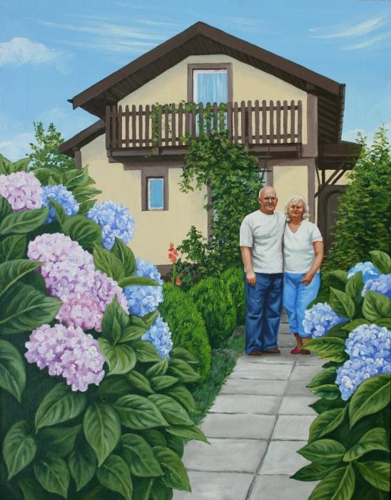 Portret przed domem